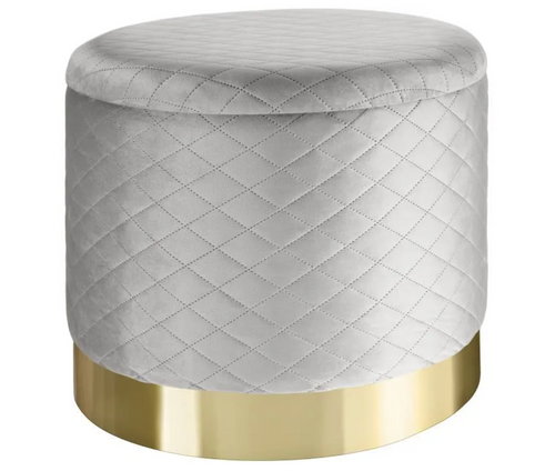 Velvet Grey Ottoman