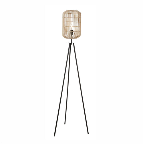 Floor Lamp - Metal and Rattan Shade