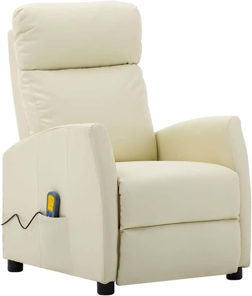 Electric Reclining Armchair Cream Leatherette