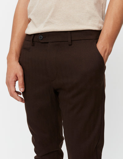 Les Deux MEN Como Herringbone Suit Pants Pants 856856-Ebony Brown