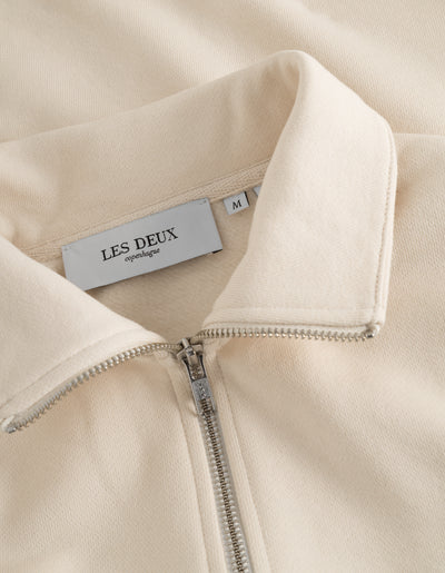 Les Deux MEN Crew Half-Zip Sweatshirt Sweatshirt 218855-Light Ivory/Walnut