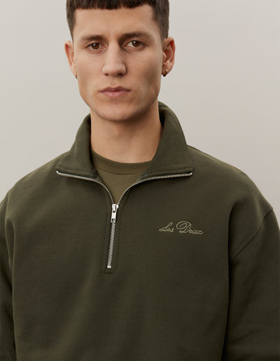 Les Deux MEN Crew Half-Zip Sweatshirt Sweatshirt 555550-Forest Green/Surplus Green
