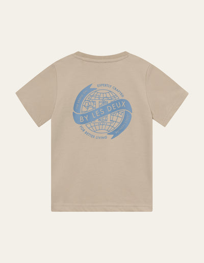 Les Deux Kids Globe T-Shirt Kids T-Shirt 817474-Light Desert Sand/Washed Denim Blue