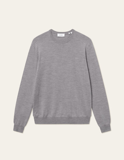 Greyson merino knit - concrete melange - Mens regular knitwear in grey from Les Deux