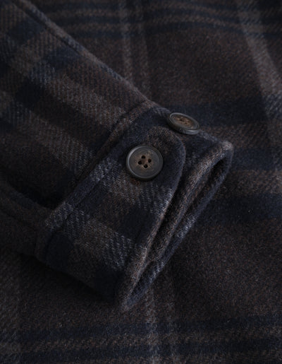 Les Deux MEN Gunnar Check Wool Jacket Jacket 844305-Coffee Brown/Dark Grey