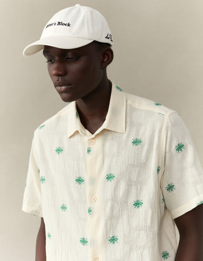 Les Deux MEN Ira SS Shirt Shirt 215565-Ivory/Vintage Green