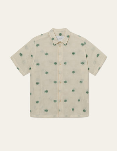 Les Deux MEN Ira SS Shirt Shirt 215565-Ivory/Vintage Green