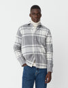 Les Deux MEN Jeremy Flannel Shirt Shirt 310300-Light Grey Melange/Snow Melange