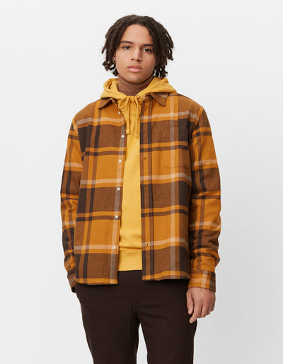 Les Deux MEN Jeremy Flannel Shirt Shirt 744844-Honeycomb/Coffee Brown