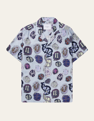 Les Deux MEN Kabangu AOP Tencel SS Shirt Shirt 466000-Summer Sky/Multicolor AOP