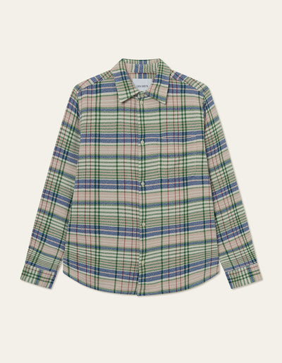 Kash check shirt - seashell/vintage green - Mens regular shirt in green from Les Deux