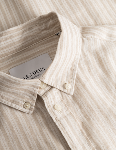 Les Deux MEN Kristian Linen B.D. Shirt Shirt 817218-Light Desert Sand/Light Ivory