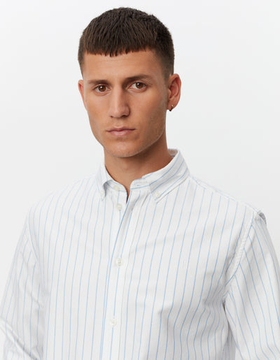 Les Deux MEN Kristian Oxford Shirt Shirt 920920-White/Light Blue Wide Stripe