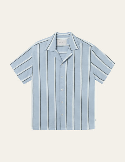 Les Deux MEN Lawson Stripe SS Shirt Shirt 466201-Summer Sky/White
