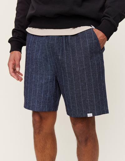 Les Deux MEN Otto Linen Shorts Shorts 460215-Dark Navy/Ivory
