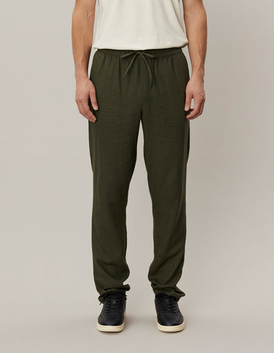Les Deux MEN Patrick Linen Pants Pants 555555-Forest Green