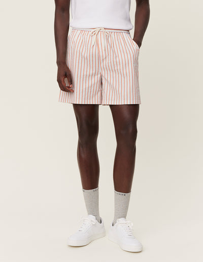 Les Deux MEN Stan Stripe Seersucker Swim Shorts Swimshorts 215613-Ivory/Baked Papaya