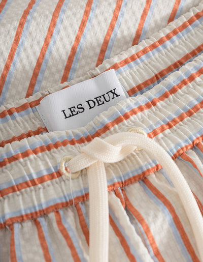 Les Deux MEN Stan Stripe Seersucker Swim Shorts Swimshorts 215613-Ivory/Baked Papaya