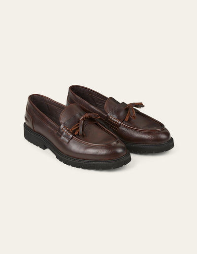 Les Deux MEN Thatcher Tassel Loafer Shoes 820820-Dark Brown