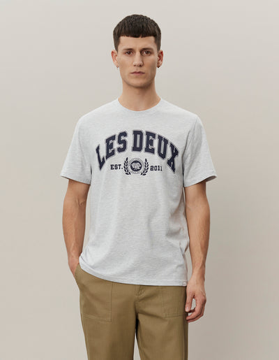 Les Deux MEN University T-Shirt T-Shirt 230460-Snow Melange/Dark Navy