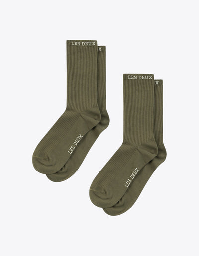 Les Deux MEN Wilfred Socks - 2-Pack Underwear and socks 522215-Olive Night/Ivory