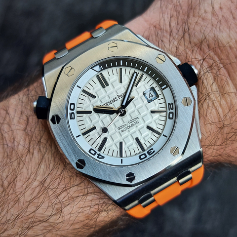 Tempomat Madrid, Orange Rubber Strap for Audemars Piguet, royal oak offshore 42mm