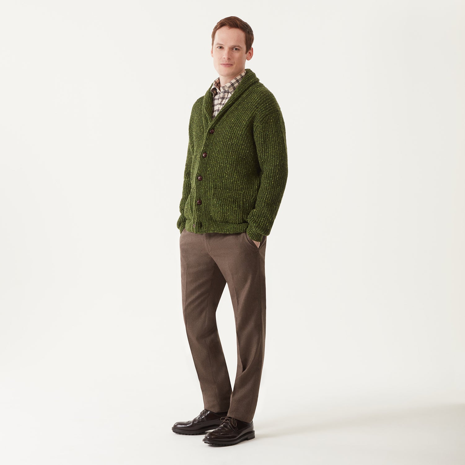 Donegal Merino Wool Cardigan Green