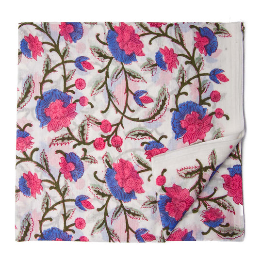 Precut 1 meter -Handblock Printed Fine Mul Cotton Fabric Image 1