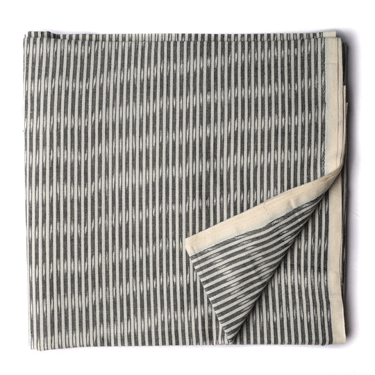 Precut 1 meter -Grey & White Ikat Pochampally Woven Cotton Fabric Image 1
