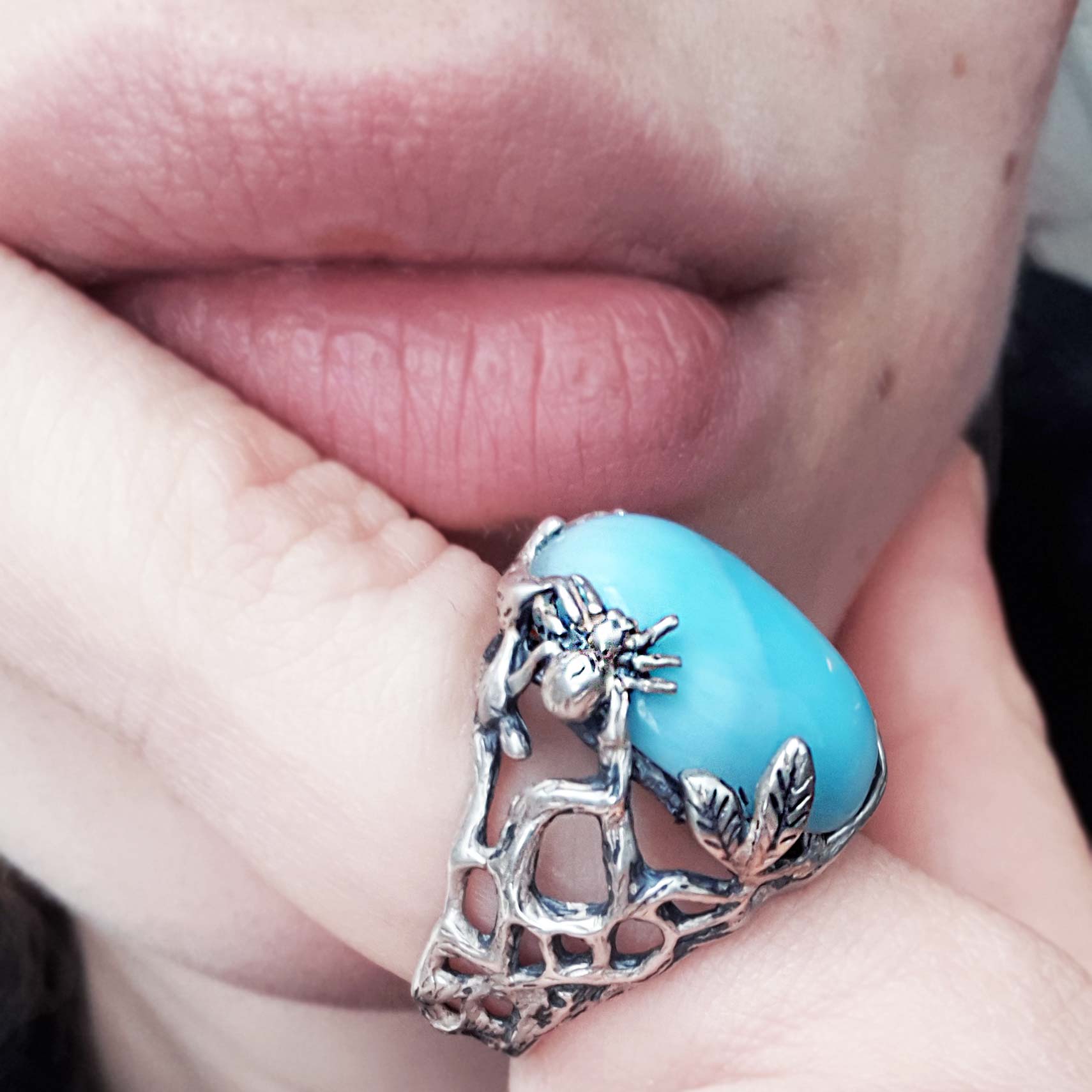 Transmitting Larimar Ring