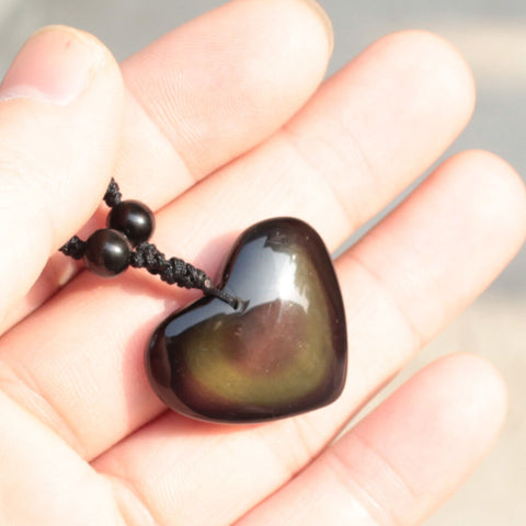 Obsidian Heart Stone Necklace