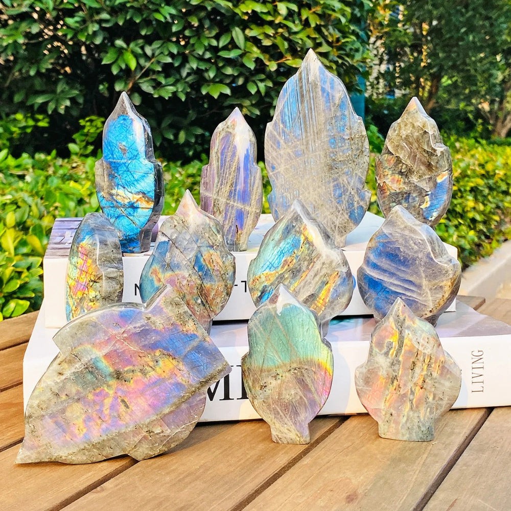 Labradorite Flashy Flame Crystal Carving