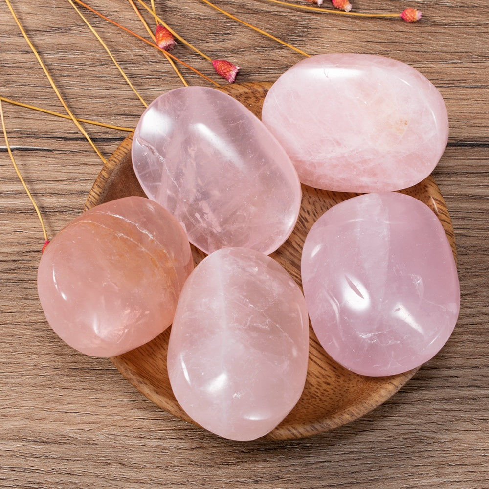 Polished Rose Quartz Palm Stone