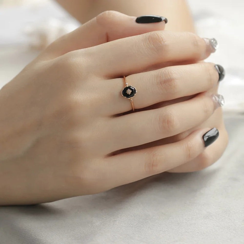 Vintage Black Agate Ring