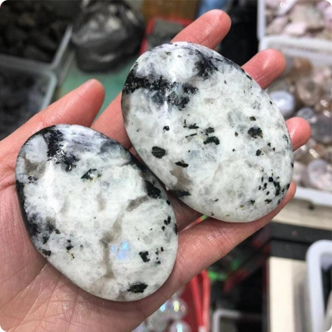 White Moonstone Palm Stone