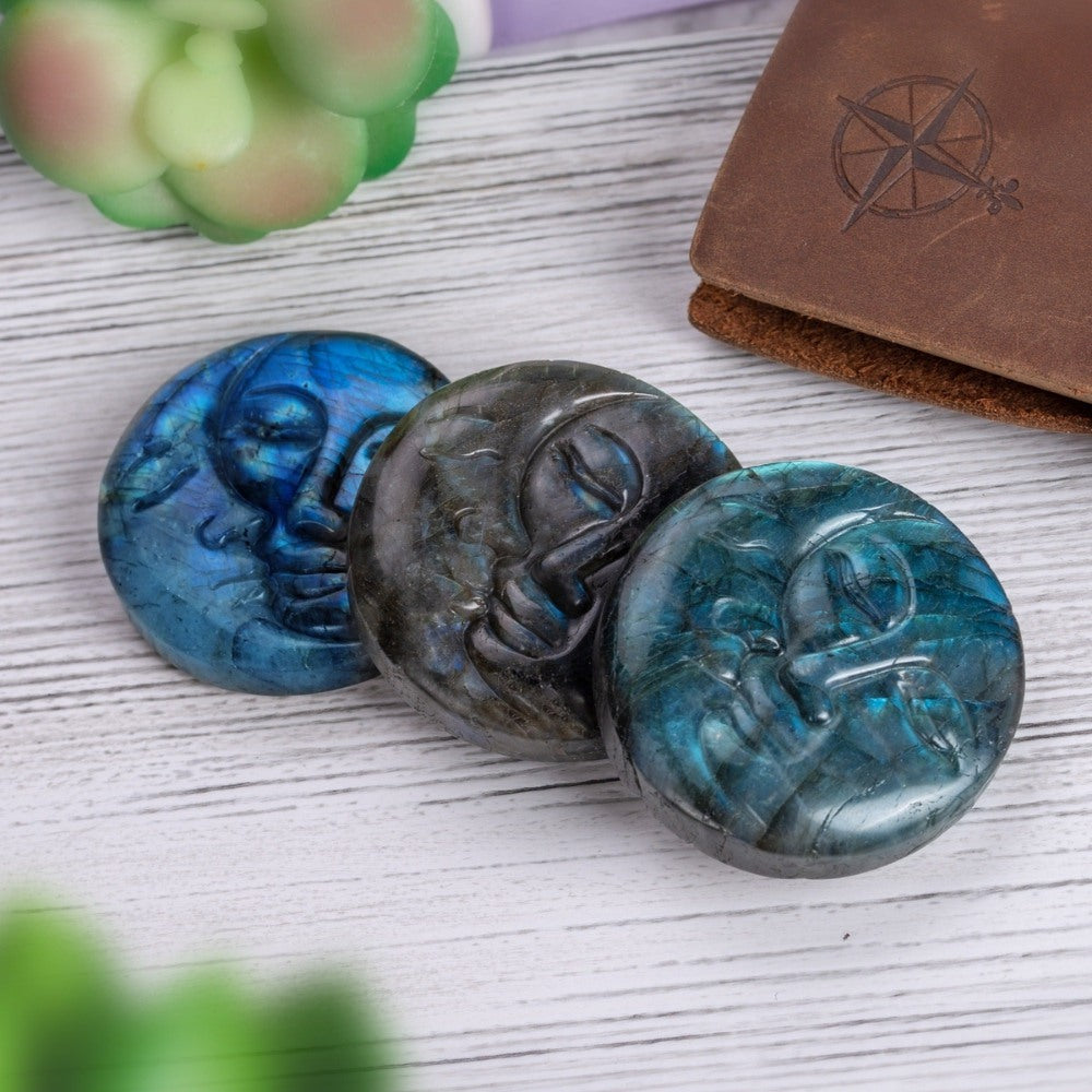 Sun And Moon Labradorite Crystal Carving