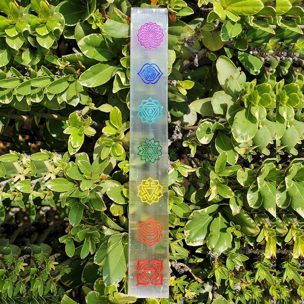 Selenite Stone 7 Chakra Crystal Wand