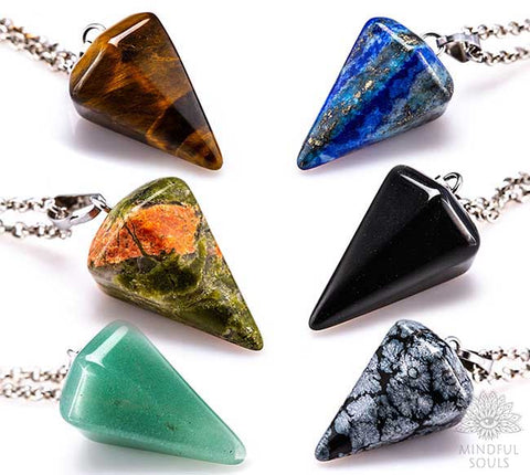 Crystal Gemstone Hexagon Necklace Pendulums