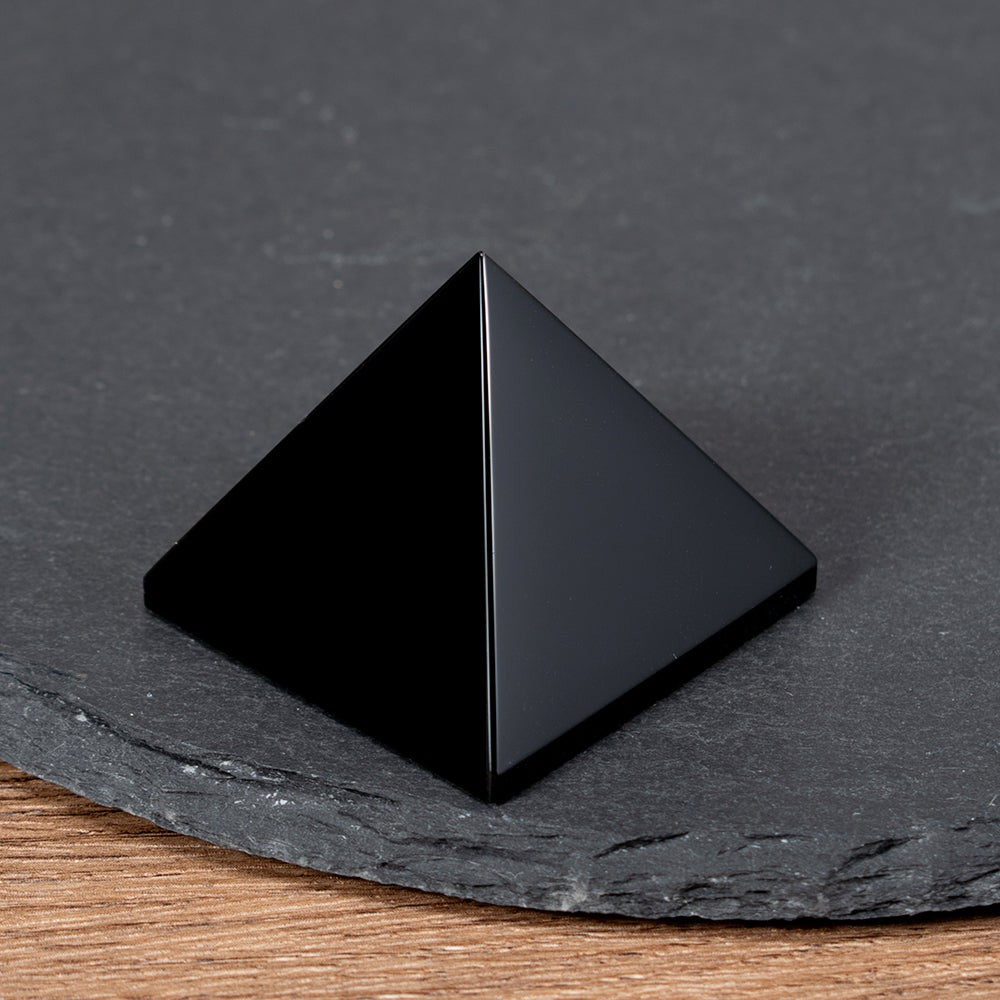 Black Obsidian Crystal Protection Pyramid