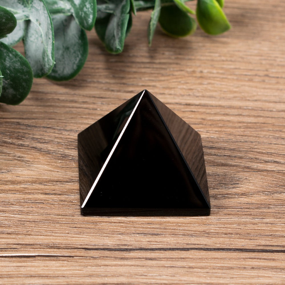 Black Obsidian Crystal Protection Pyramid