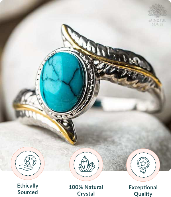 Wisdom Feather Turquoise Ring