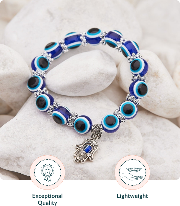 Blue Hamsa Hand Evil Eye Bracelet