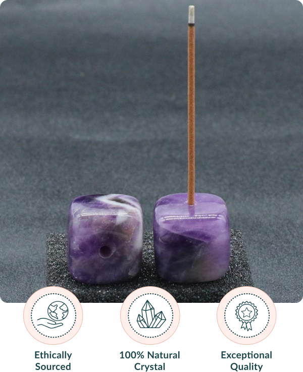 Natural Square Gemstone Incense Sticks Holder