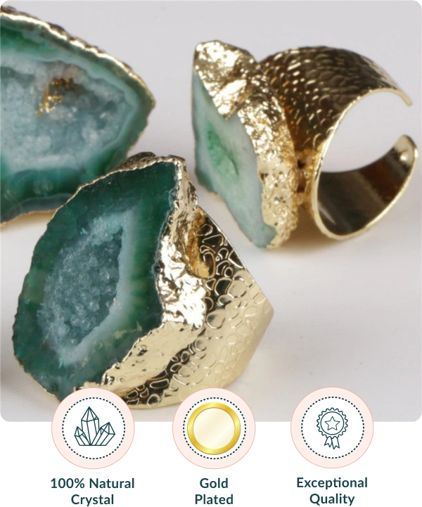 Green Agate Geode Rings