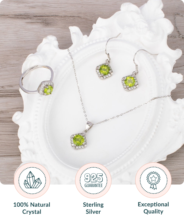 Natural Peridot Stone Jewelry Set