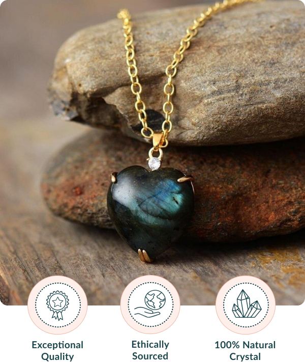 Labradorite Crystal Heart Pendant Necklace