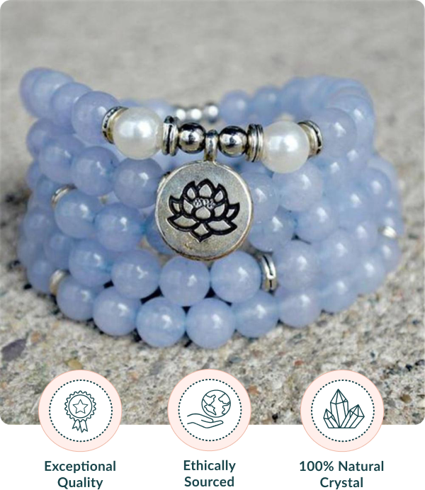 Aquamarine Mala Necklace - Bead Bracelet