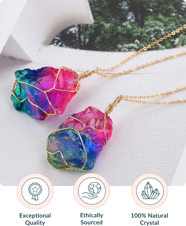 Rainbow Aura Quartz Necklace