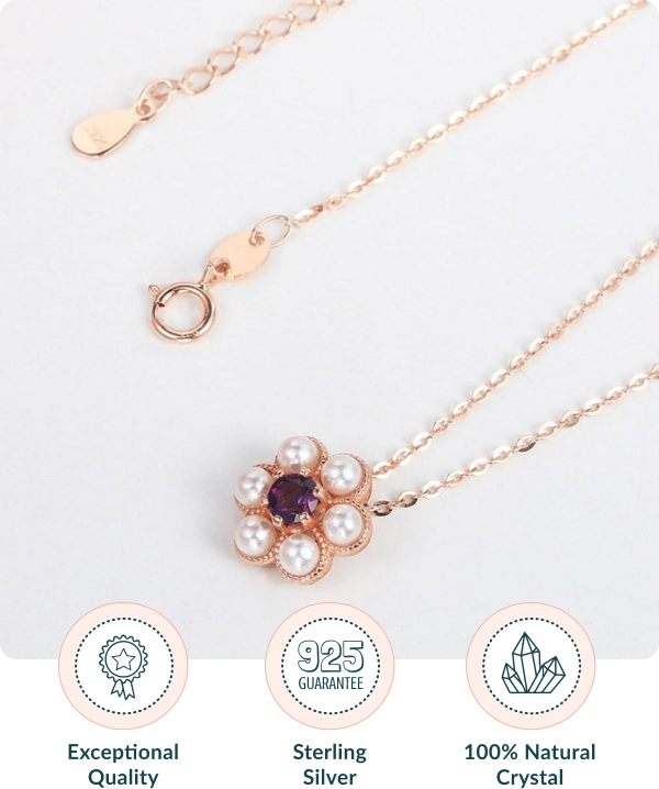 Gold Flower Amethyst Necklace