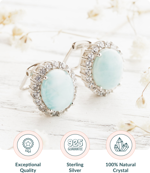 Larimar Stone Stud Earrings